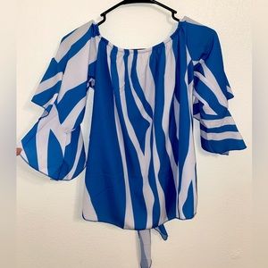 Blue and White Striped Blouse
